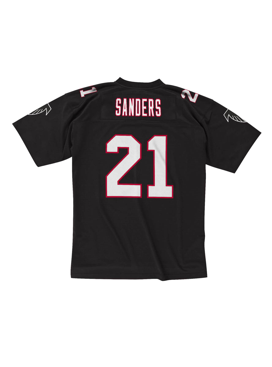 Men's Mitchell & Ness Deion Sanders Black/Red Atlanta Falcons 1989 Split  Legacy Replica Jersey 