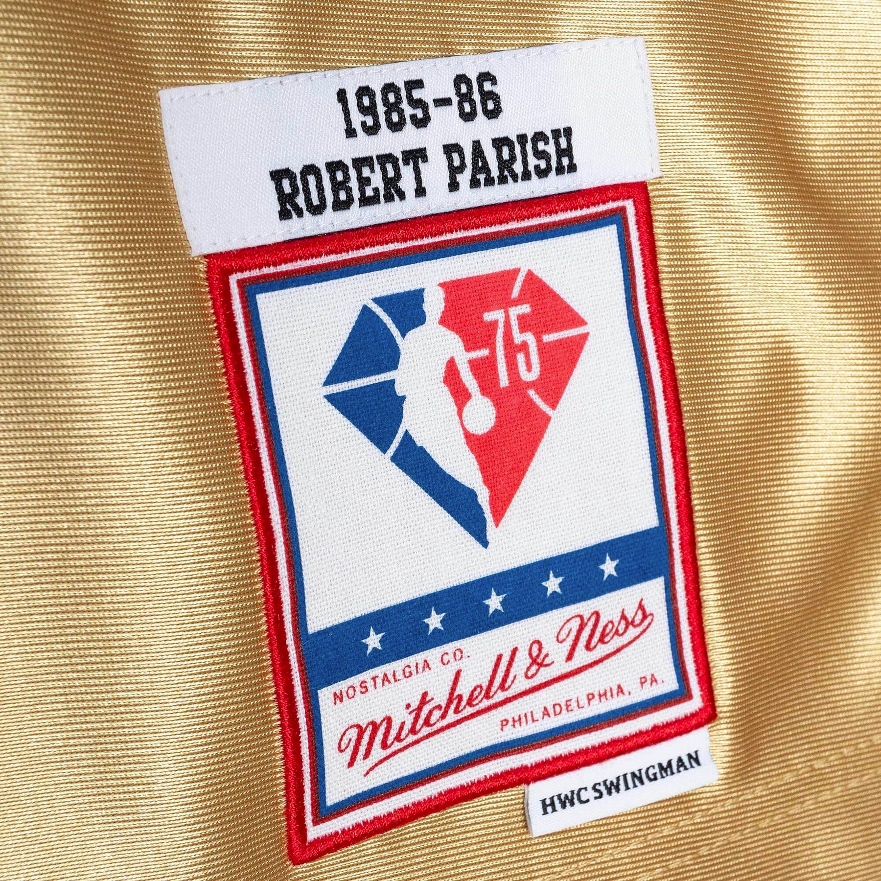 Mitchell & Ness 75th Anniversary Gold Swingman Larry Bird Boston Celtics 1985-86 Jersey